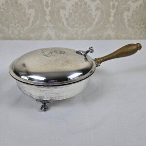 Vintage Sheffield EPC Silverplate Silent Butler Hinged Lid Footed Engraved Horse